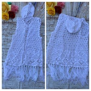 Boho VEST /HAT Hand Made white M